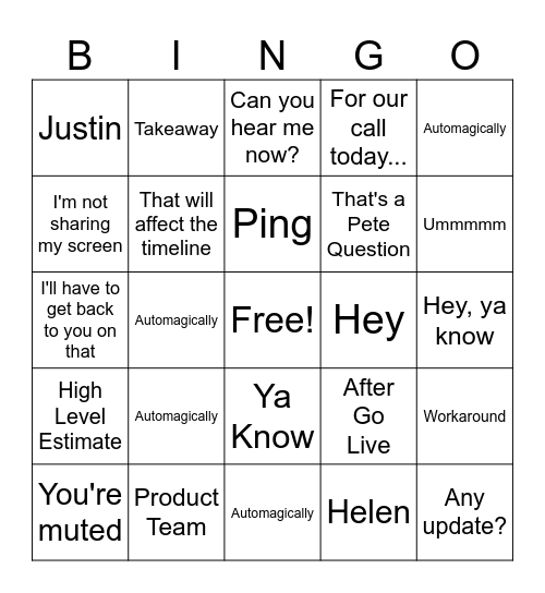 Majesco Call Bingo Card