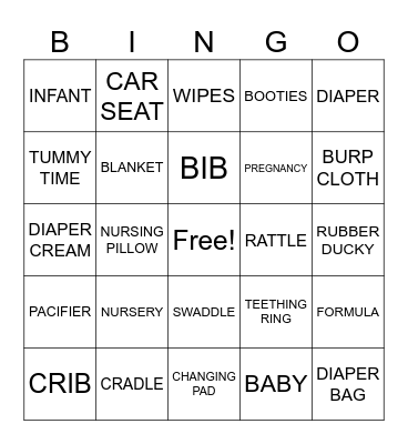 Tabbie's Baby Shower Bingo Card