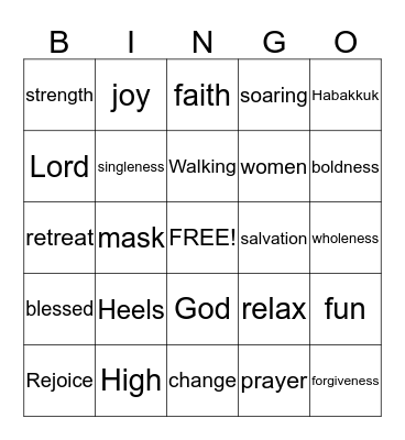 Walking on High Heels Bingo Card