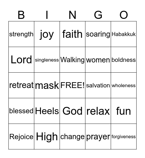 Walking on High Heels Bingo Card