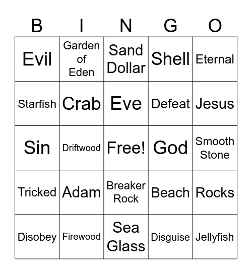 Breaker Rock Beach Bingo Card