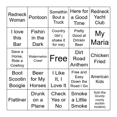 Country Summer Bingo Card