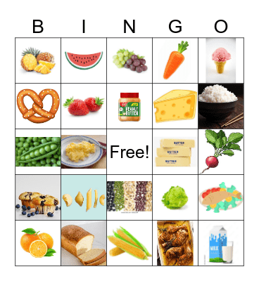 Nutrition Bingo Card