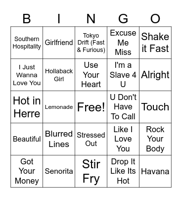 Producer: Pharrell Bingo Card