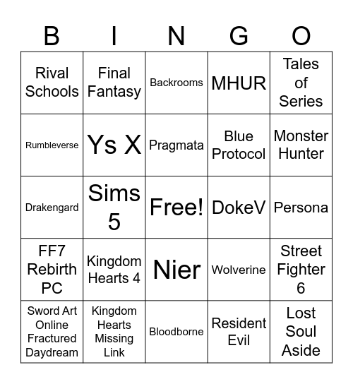 State of Play May 2024 Bingo Card