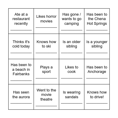 Find Someone Who... Bingo Card