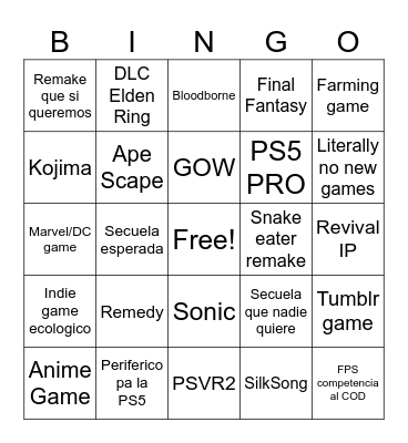 STATE OF PLAY Bingo Card