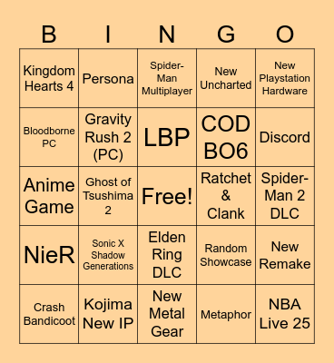 VAULT BINGO Card