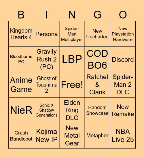 VAULT BINGO Card