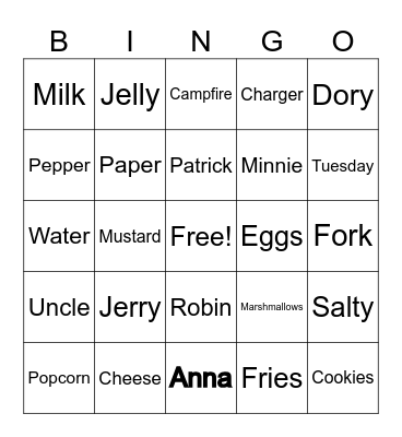 Matching BINGOCh Bingo Card