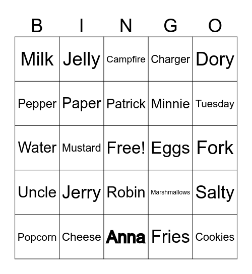 Matching BINGOCh Bingo Card