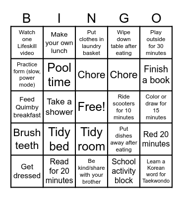 Mendez Summer 2024 Bingo Card