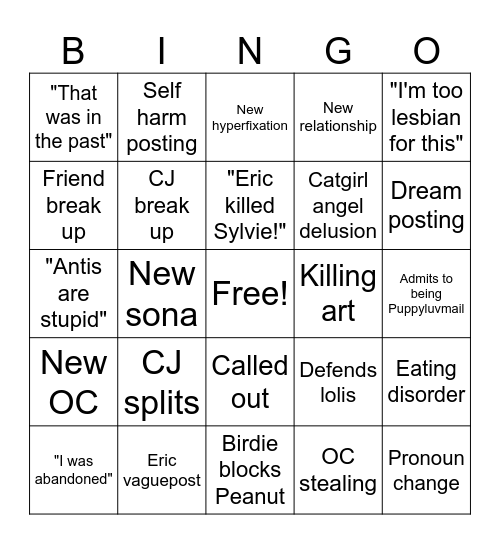 Peanut bingo May 2024 Bingo Card