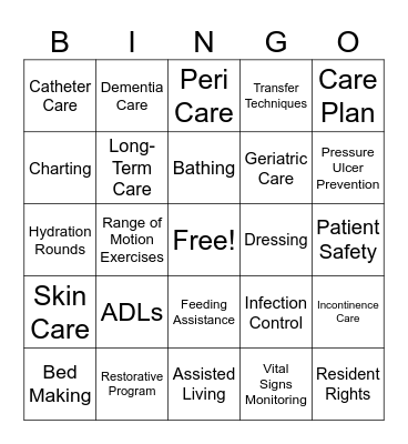 CNA BINGO Card