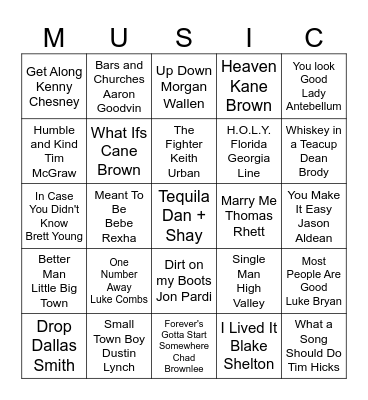 Modern Country Bingo Card