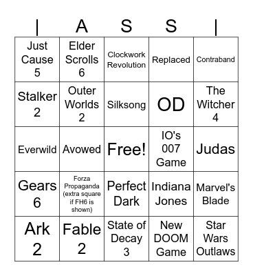 Xbox Showcase 2024 Bingo Card