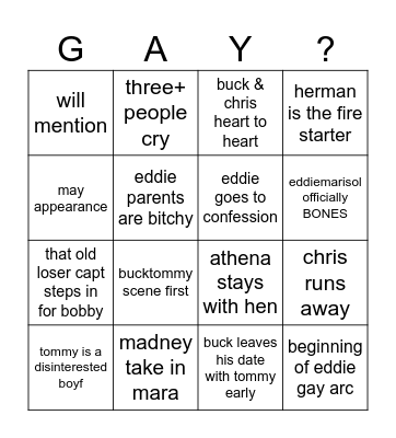 9-1-1 FINALE Bingo Card