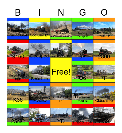 8 and 10 Coupled Engines through the Years Bingo Card