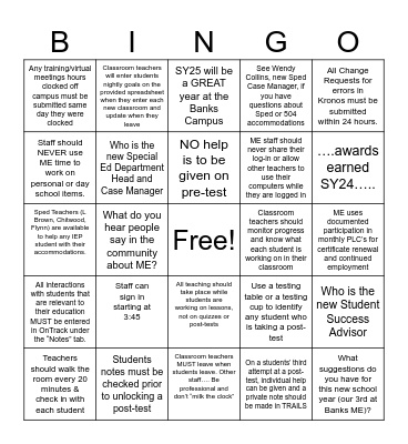 Back-to-School Bingo Card