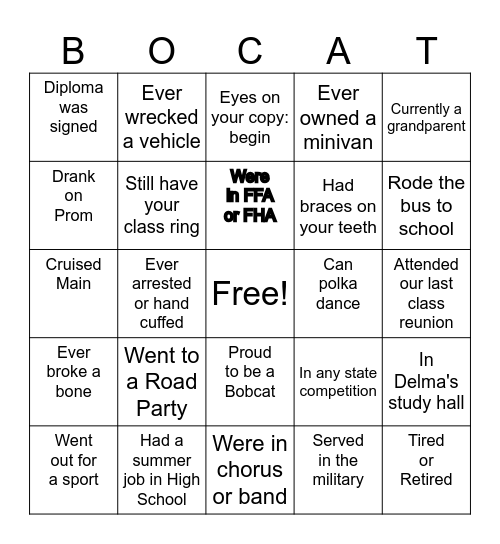 CLASS OF 1979 BINGO Card