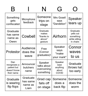 Graduation BINGO Card