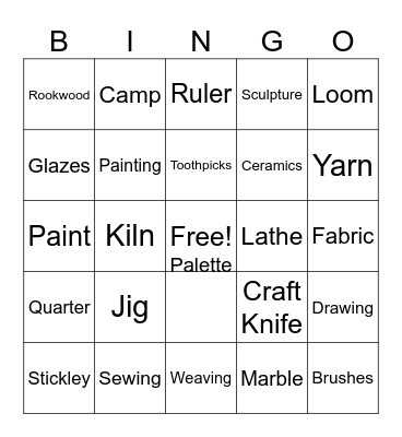 Arts & Crafts Camp Bingo Card
