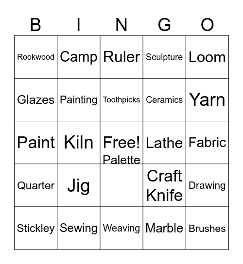 Arts & Crafts Camp Bingo Card