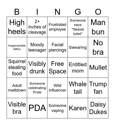 Disney World for Adults Bingo Card