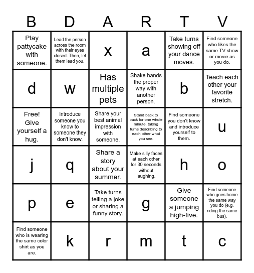 Interactive Human Bingo Card