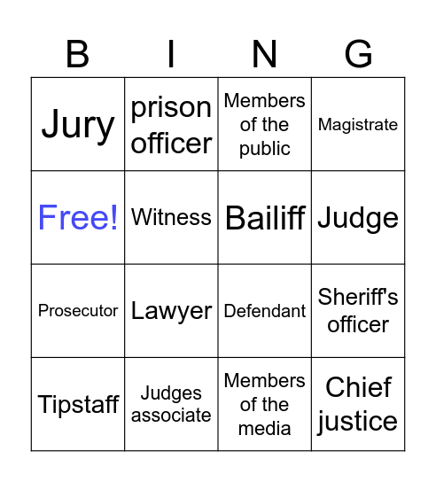 Court Personnel Bingo !! Bingo Card