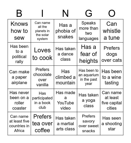 Untitled Bingo Card