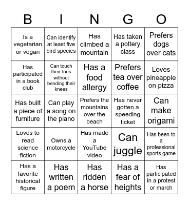 Bingo - Colleagues' Edition Bingo Card