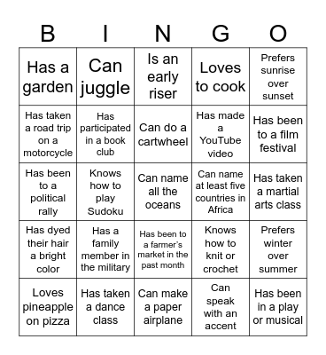 Bingo - Colleagues' Edition Bingo Card