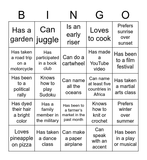 Bingo - Colleagues' Edition Bingo Card