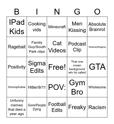 IG Reels Bingo Card