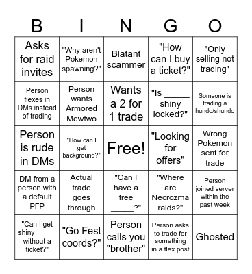 Go Fest 2024 Bingo Card