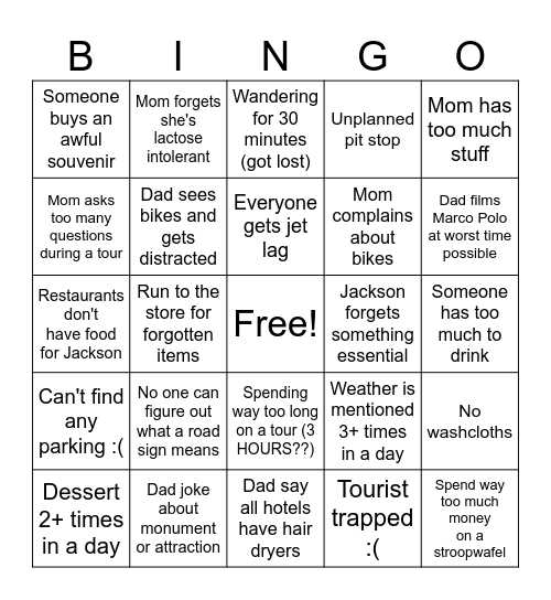 Amsterdam Bingo 2 Bingo Card