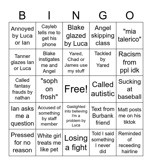 Daballa daily Bingo Card
