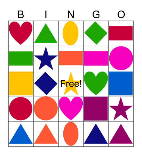 SHAPES AND COLOURS Bingo Card