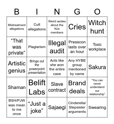 MHJ Press Conference 2 Bingo Card