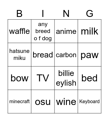 NEal Bingo Card