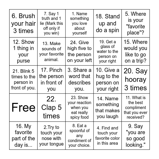 Positive Self-Talk BINGO! Bingo Card