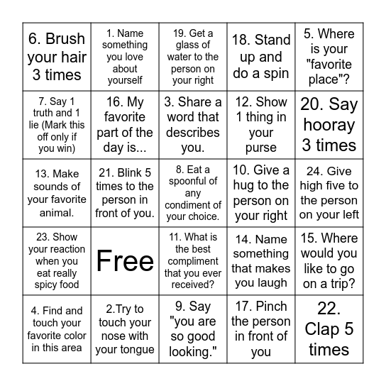 Positive Self-Talk BINGO! Bingo Card