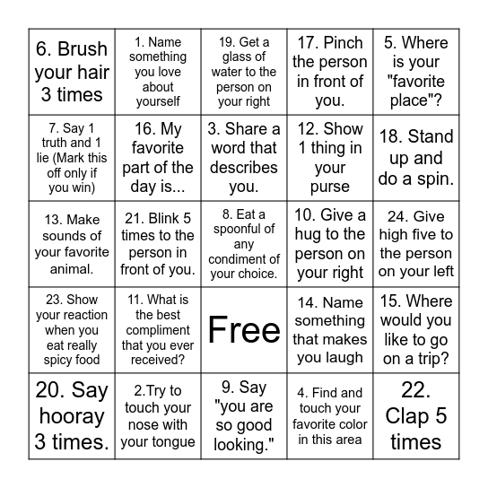 Positive Self-Talk BINGO! Bingo Card