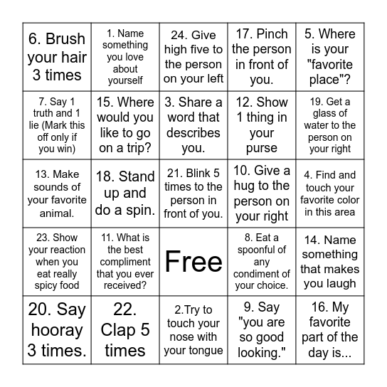 Positive Self-Talk BINGO! Bingo Card