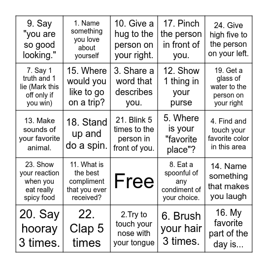 Positive Self-Talk BINGO! Bingo Card