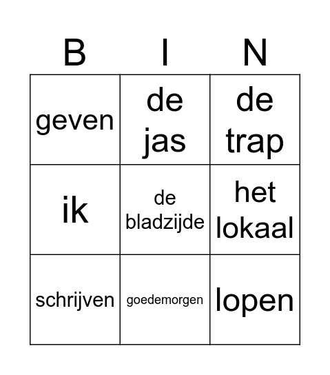 Zebra+ A1, H1 L1 Bingo Card