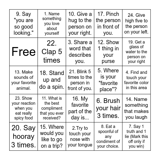 Positive Self-Talk BINGO! Bingo Card