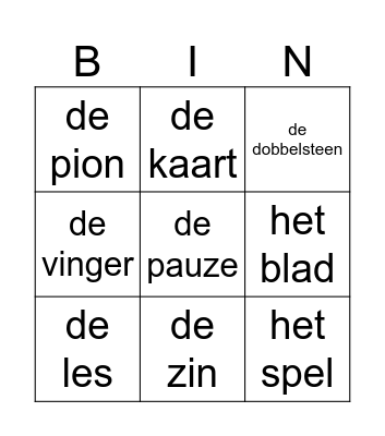 Zebra+ A1, H1 L4 Bingo Card