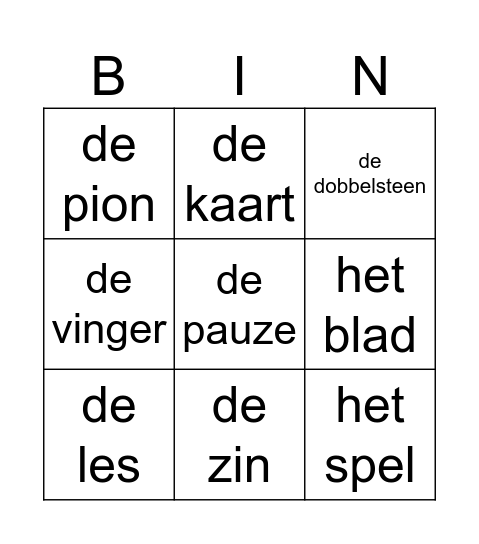 Zebra+ A1, H1 L4 Bingo Card